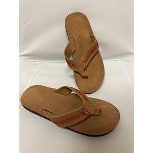 Rawlings Tan Flip-Flops with Red Accents